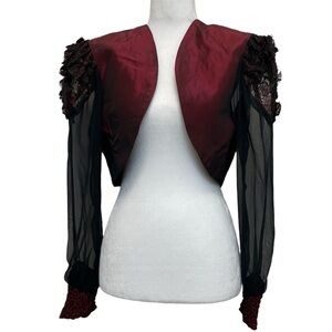 Dollar Vintage 80s/90s Burgundy Lace Long Sleeve Gothic Victorian Bolero